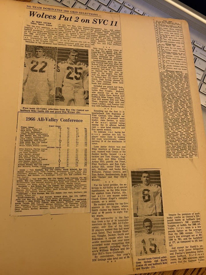 VINTAGE 1966 BAY CITY CENTRAL MICHIGAN HIGH SCHOOL FOOTBALL SPORTS