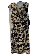 NWT Chaps Women’s Dress Navy White Floral Cowl Neckline Medium Sleeveless M