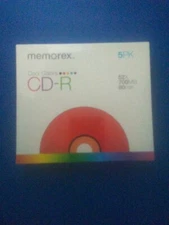 Memorex CD-R 5-Pack Cool Colors 52X 700MB 80 min, Brand New Sealed