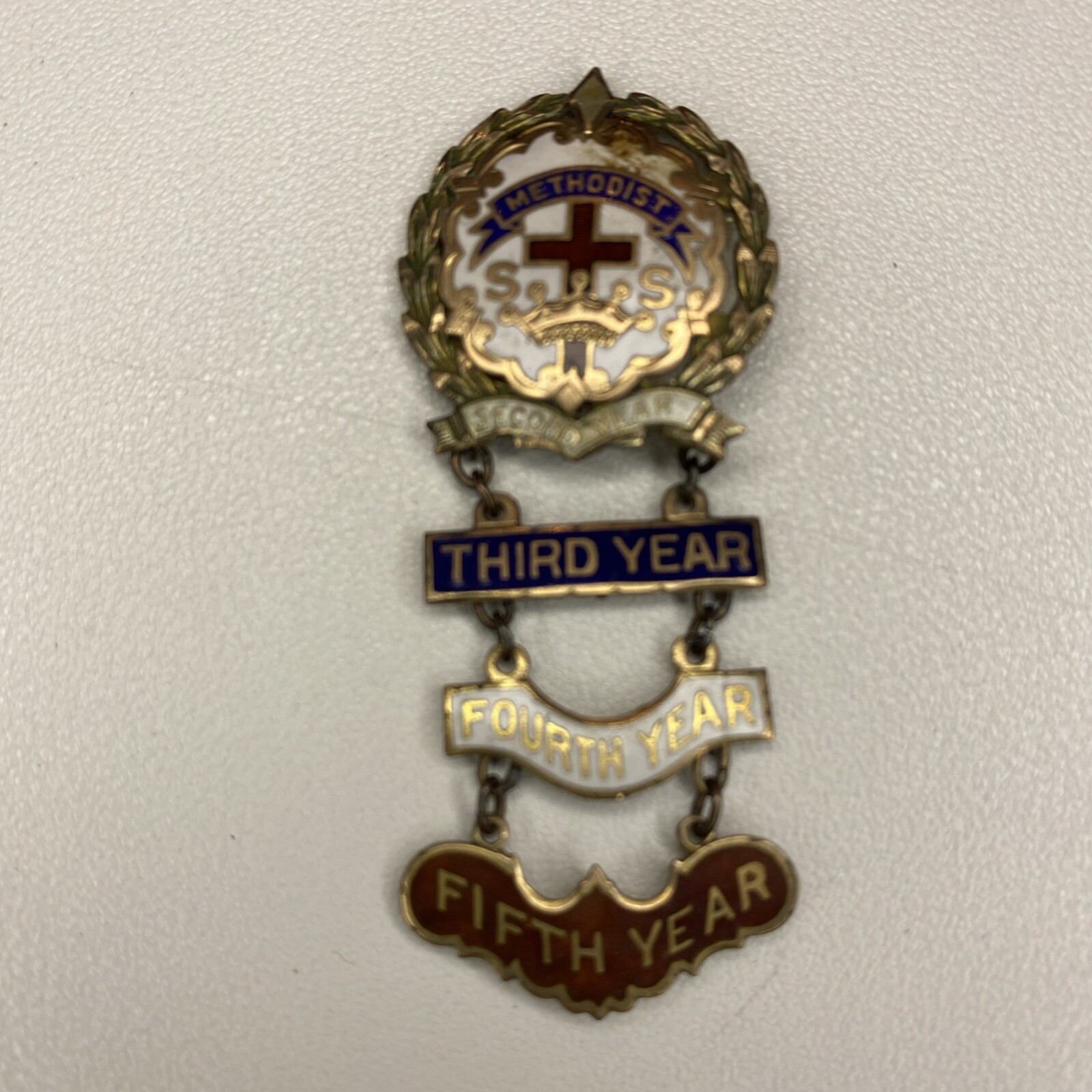 Vintage Methodist Church Sunday School Attendance Pins 1st 5th Year Vintage methodist church sunday school attendance pins 1st 5th year