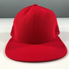Vintage Trucker Hat Red Boys Youth Size Mesh Back Made In USA New Era Pro Model