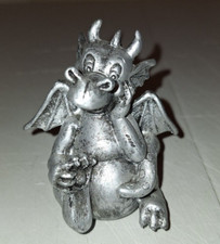 Resin Dragon Silver 3 Inches Sitting Fantasy Whimsical
