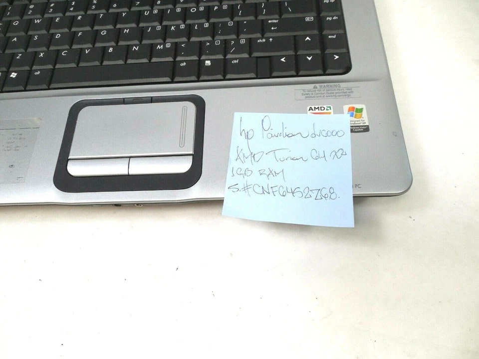HP Pavilion dv6000 AMD Turion 64 x2 1GB RAM Serial # CNF6452Z68 COMO ESTÁ - Imagem 3 de 4