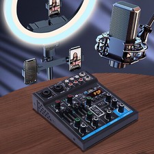 Mezclador Bluetooth de 4 canales USB Live Studio Audio Mesa de mezclas DJ Consola Soundboard DE