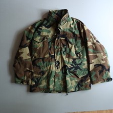 Vtg USGI US ARMY SURPLUS M65 FIELD JACKET WOODLAND CAMO COLD COAT Medium Short