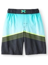 Wonder Nation Boys Swim Trunks X-Small 4-5 Greystone Stripe UPF 50  NEW