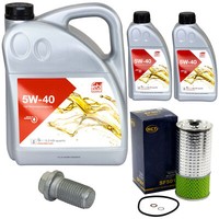 MotoröL Set Febi SAE 5W-40 7 Liter + ÖLfilter + Schraube FüR Mercedes 100 Bus