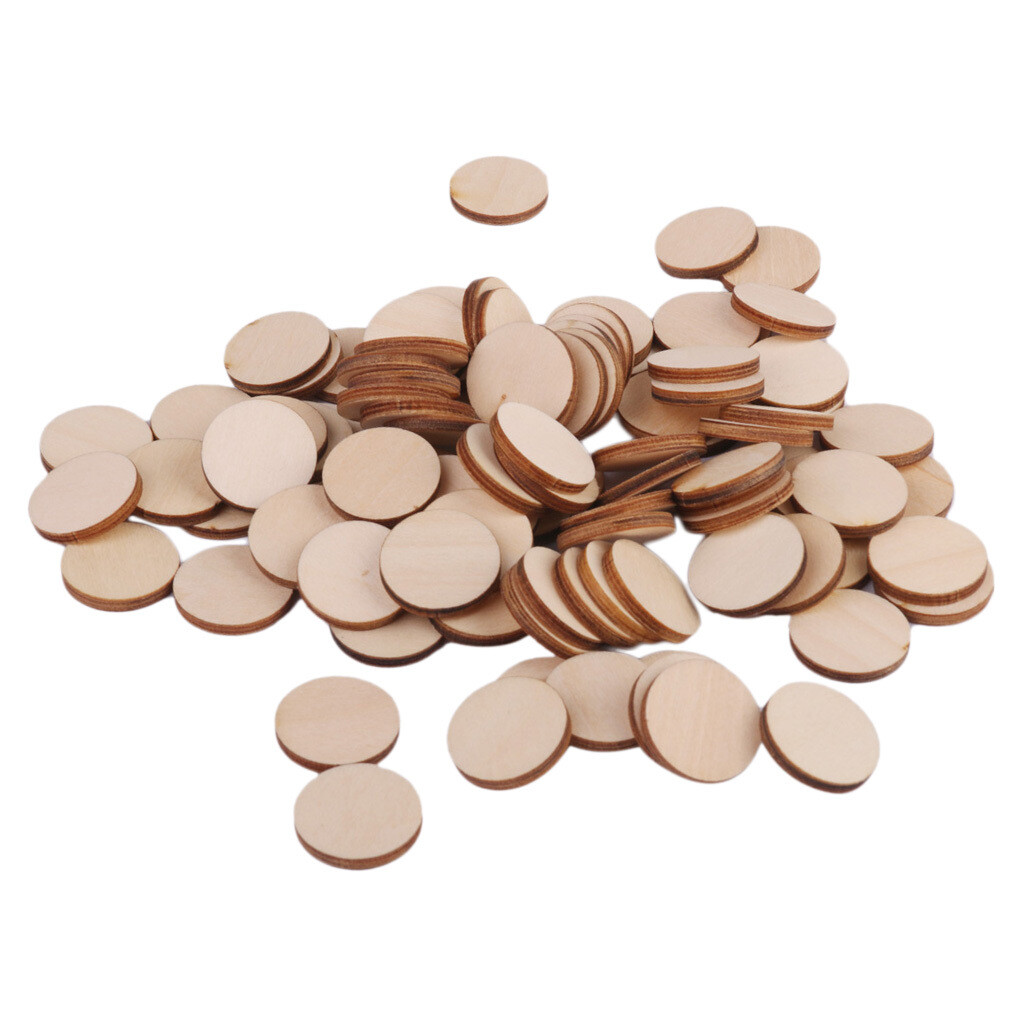 100pcs 20mm Unfinished Wooden Round Circle Discs Embellishment for Art