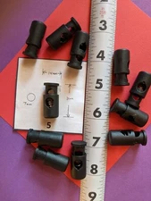 BLACK Spring Loaded  Cord Locks ---   Barrel Type Toggle 10 Pack 