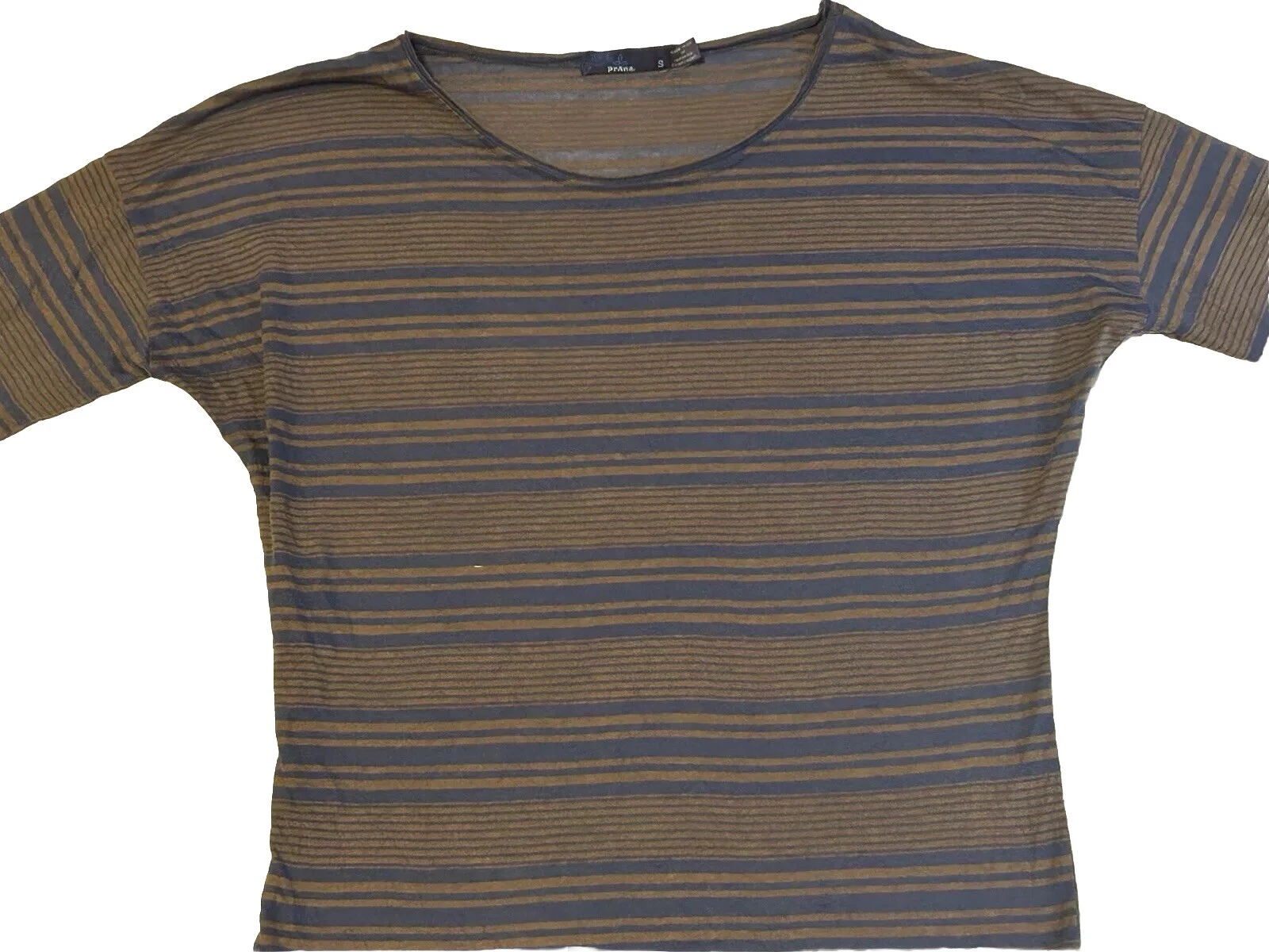 prana striped 3/4 long sleeves shirt