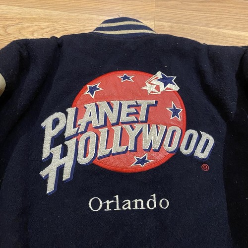 Vintage Planet Hollywood Orlando Varsity Bomber Jacket Wool Leather Size Small - Picture 12 of 15