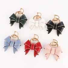 Elegant Gold-Edged Bow Charm - Luxury Style Keychain Pendant for Bags  Phones