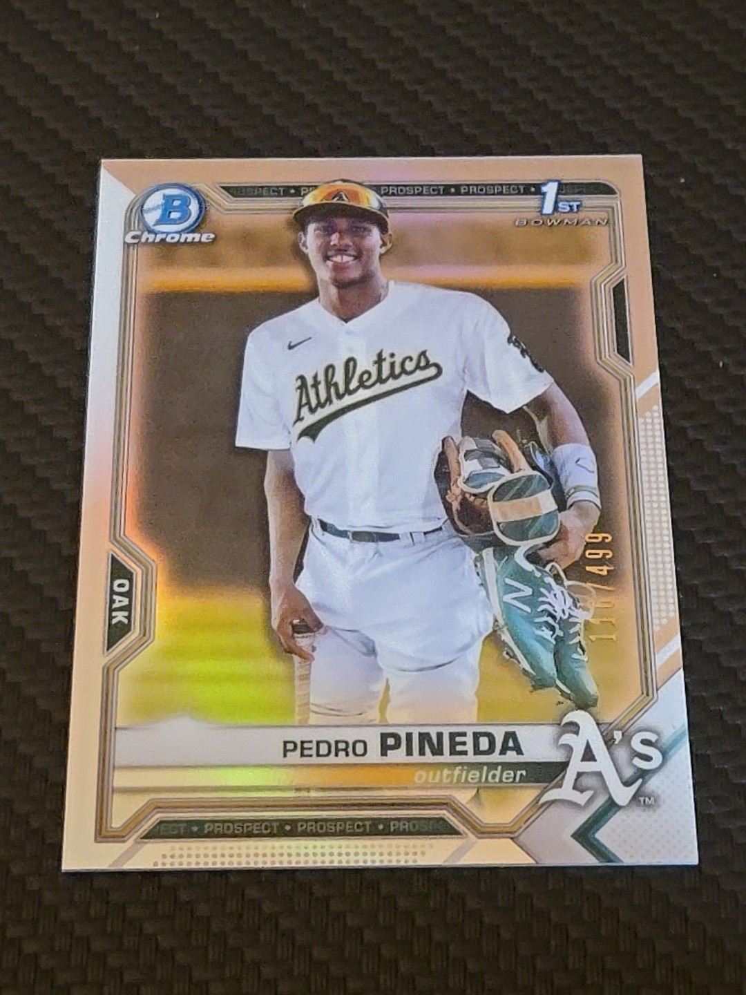 2021 Bowman Chrome Pedro Pineda #BCP-216 Refractor /499 (RC) Athletics