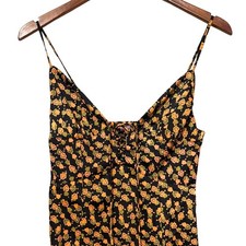 Y2K Urban Outfitters Floral Midi Dress Slit Spaghetti Straps Smocking Babydoll