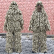 Tan Woodland Camouflage Ghillie Suit Sniper Desert  Fluff Hunting Set Tan Suits