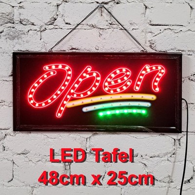 LED OPEN Leuchtschild 48x25 cm Werbeschild Werbetafel für Laden Geschäft