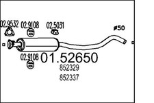 MTS Mittelschalldämpfer 01.52650 für VECTRA OPEL CC J89 F68 M68 Cat F19 M19 16V