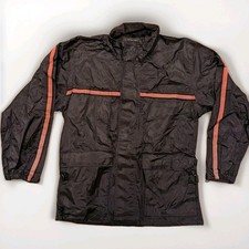 Vintage Harley Davidson HD Mens PVC Motorcycle Jacket Black Rain Coat Sz X-Small