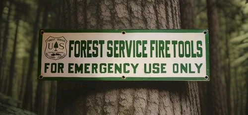 Vintage US Forestry Service Porcelain Sign National Park Service 20"x 6" Gas Oil