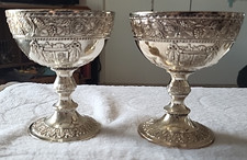 Lot of 2 Corbel Vintage 1950's Champagne Glasses Goblets Silverplate