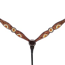 C-8-BC Hilason Western Horse Breast Collar American Leather Floral