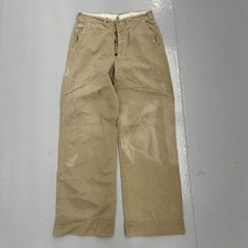 Vintage WW2 Tan Military Buttonfly Sanforized Chinos 29x30 1940s True Vintage