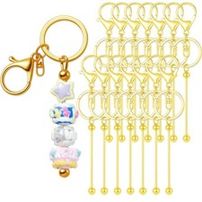 RQAYE 15Pcs Beadable Keychains Bulk Kit Cute Bar 15, Gold