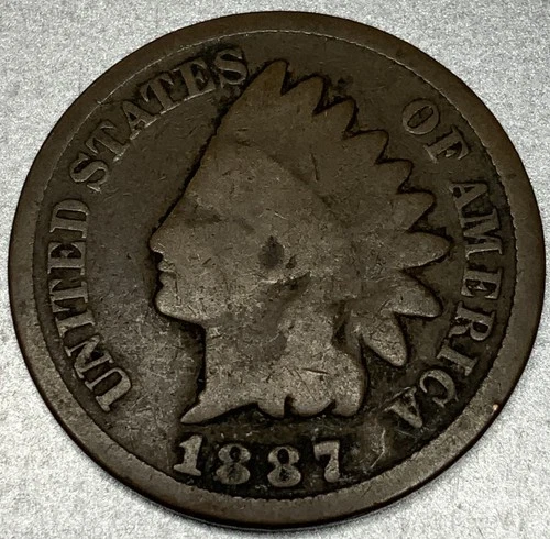 1887 Indian Head Cent Penny - Good Condition One Cent 1c US Coin - SV133