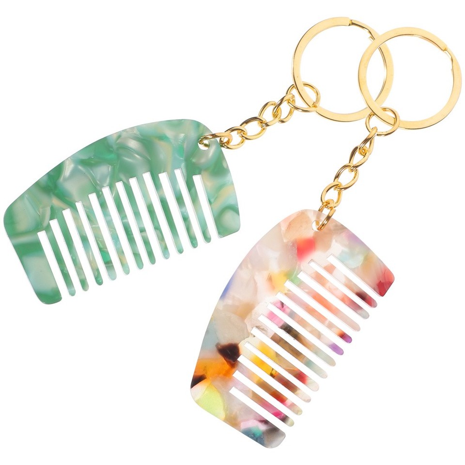 2 Pcs Pocket Comb for Men Wide Tooth Mini Purse Fashionable Keychain ...