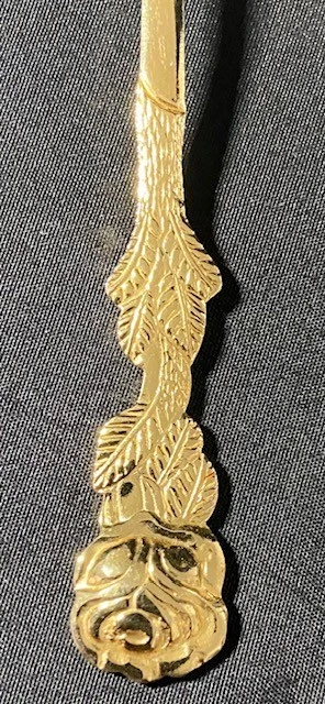 6 Dessertgabeln vergoldet 20 Karat Rosen Design Vintage Besteck Gold Deko - Bild 3 von 4