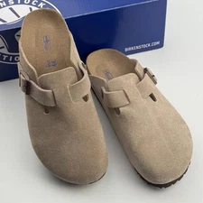 Birkenstock Boston Taupe Suede Leather Women's and Men's Shoes Size 37-45
