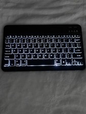 Black Compact Thin Portable Wireless Backlit Bluetooth Keyboard Rechargeable
