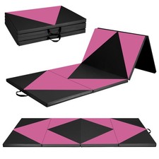 Gymnastics Gym Mat 4-Panel Folding Lightweight Gymnastics Tumbling Mat w/ Hook