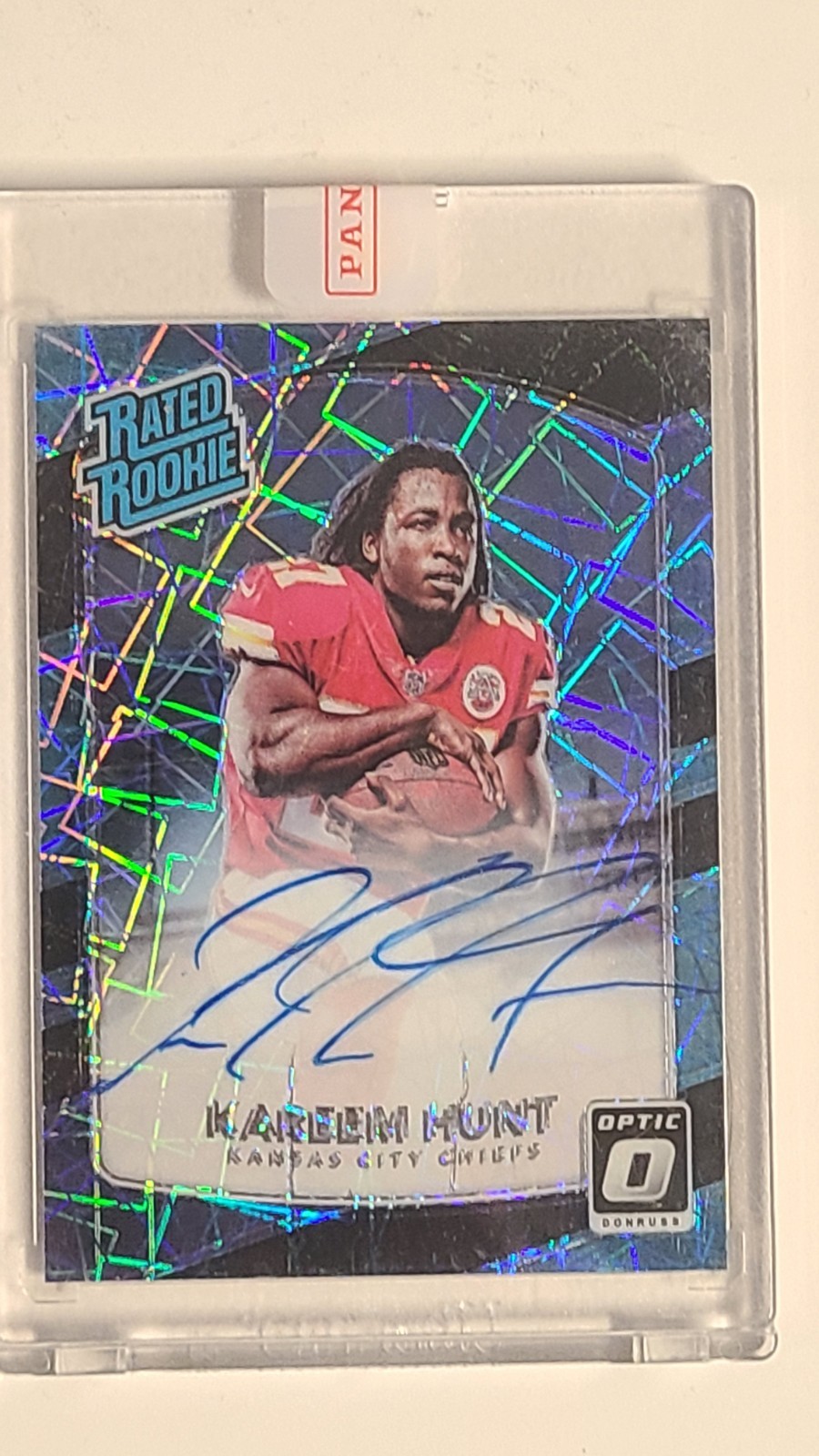 🌟 KAREEM HUNT 2017 Donruss Optic Rated Rookie BLACK VELOCITY PRIZM AUTO RC /25