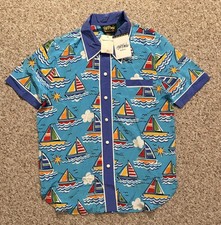 NWT Vtg Bob Mackie Wearable Art Silk Button Down Beach Shirt. Size L