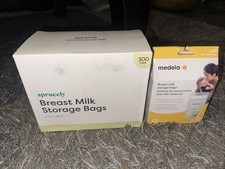 New Sprucely Breast Milk Storage Bags 300 Count 8 oz, Medela Bags 50 Count 6 oz