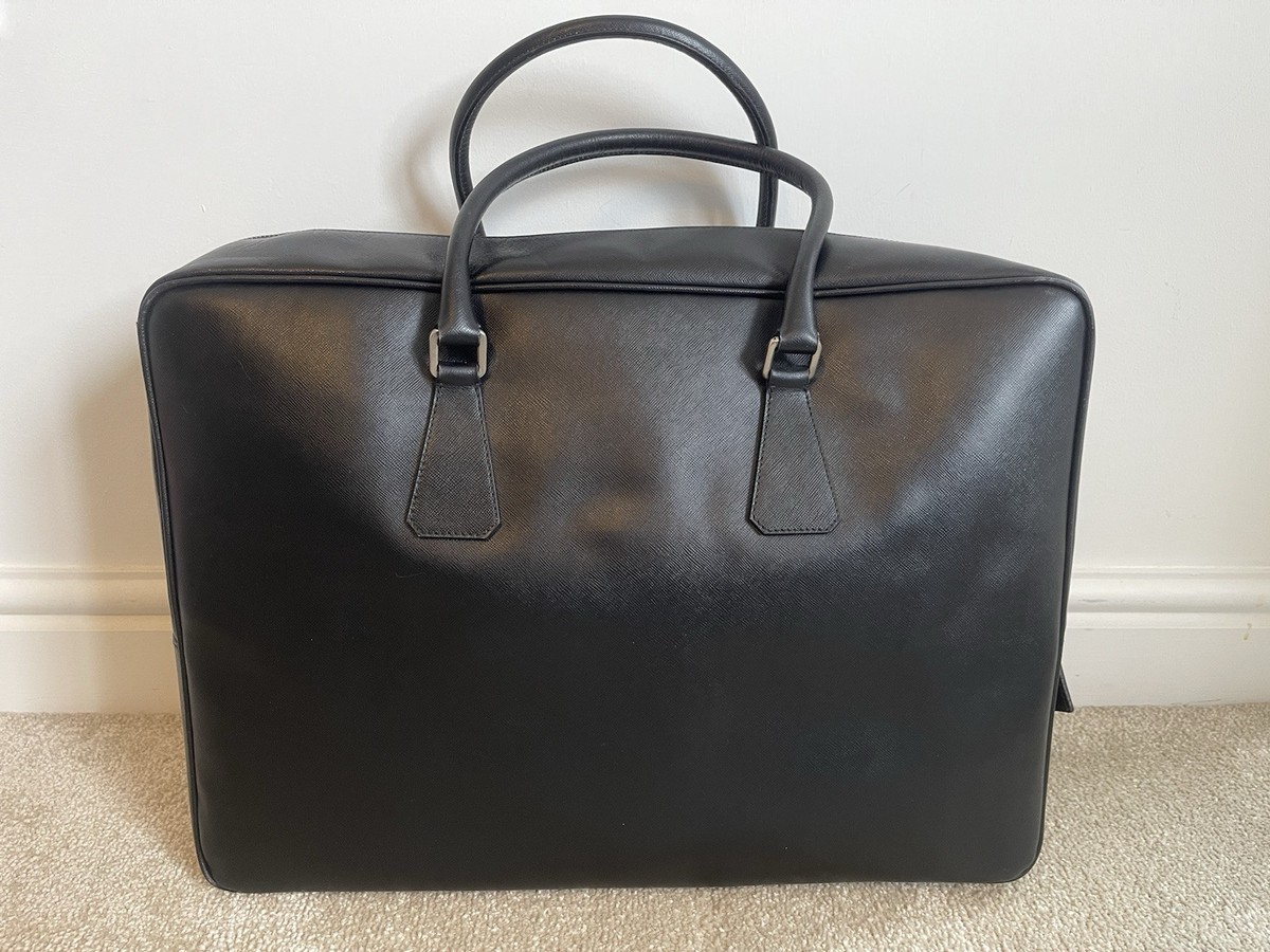 PRADA SAFFIANO LEATHER BRIEFCASE DOCUMENT BAG CASE 47x32x14