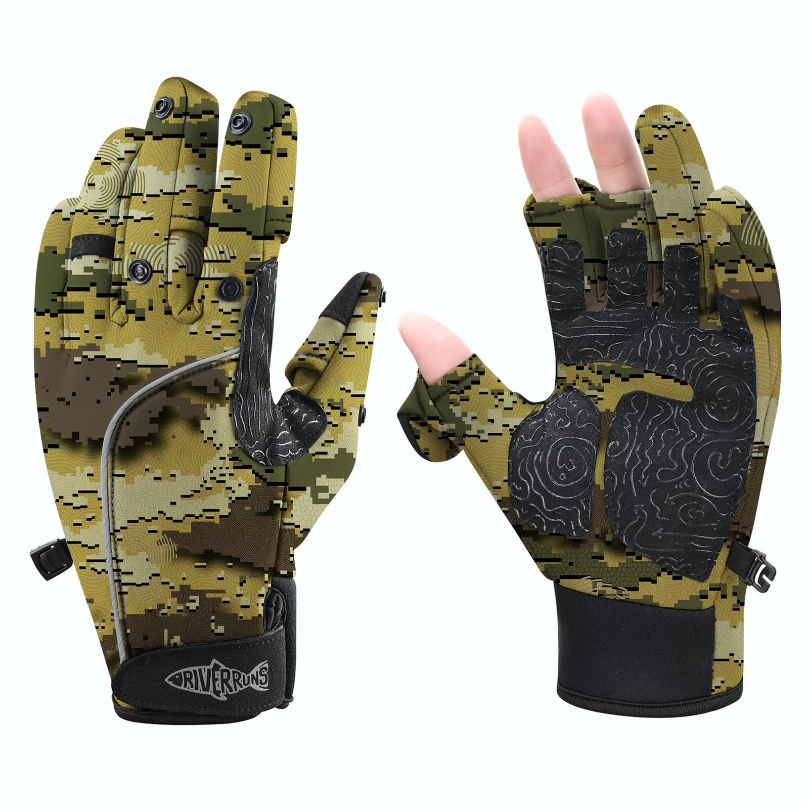 Flexible Fishing Gloves Fleece Lining Windproof Ice Fishing Gloves Water-Repe...