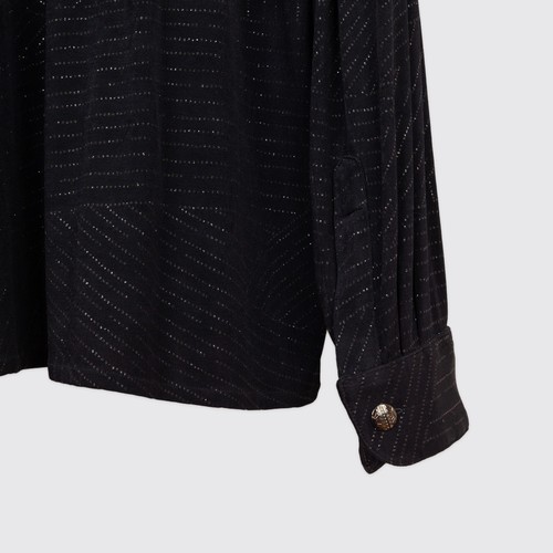 Lansky Bros. Shirt Size XXL Black Glitter Sequin Rayon Stretch - Picture 3 of 4