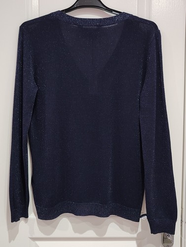BNWT Maine New England Sparkle Navy V-Neck Jumper UK 12 - Picture 16 of 16