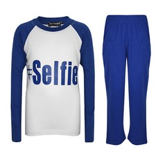 Kids Girls PJ's " SELFIE " Printed Stylish Royal Pyjamas Loungewears 5-13 Years