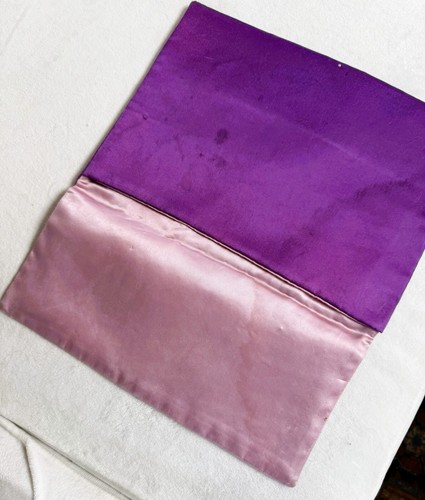 1960s Purple Satin Lingerie Hosiery Jewelry Bag With Pink Satin Lining Envelope - Picture 2 of 5