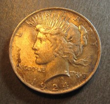 1924  Peace Silver Dollar - 90% Silver - * (P4488)