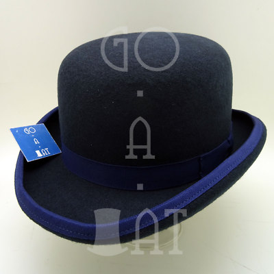 VINTAGE Wool Felt Dura Bowler Derby Top Hat Men Women | Navy  display picture 3