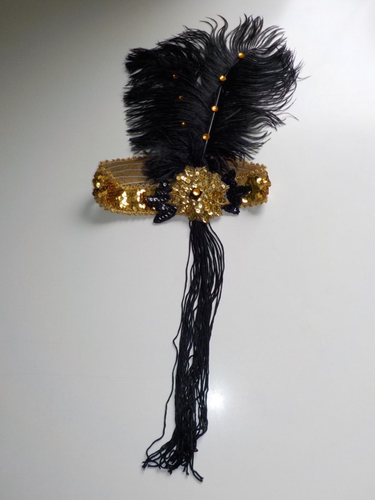 Forum Novelties Deluxe Headband Feder Gatsby Golden 20ies Burlesque black gold - Bild 3 von 5