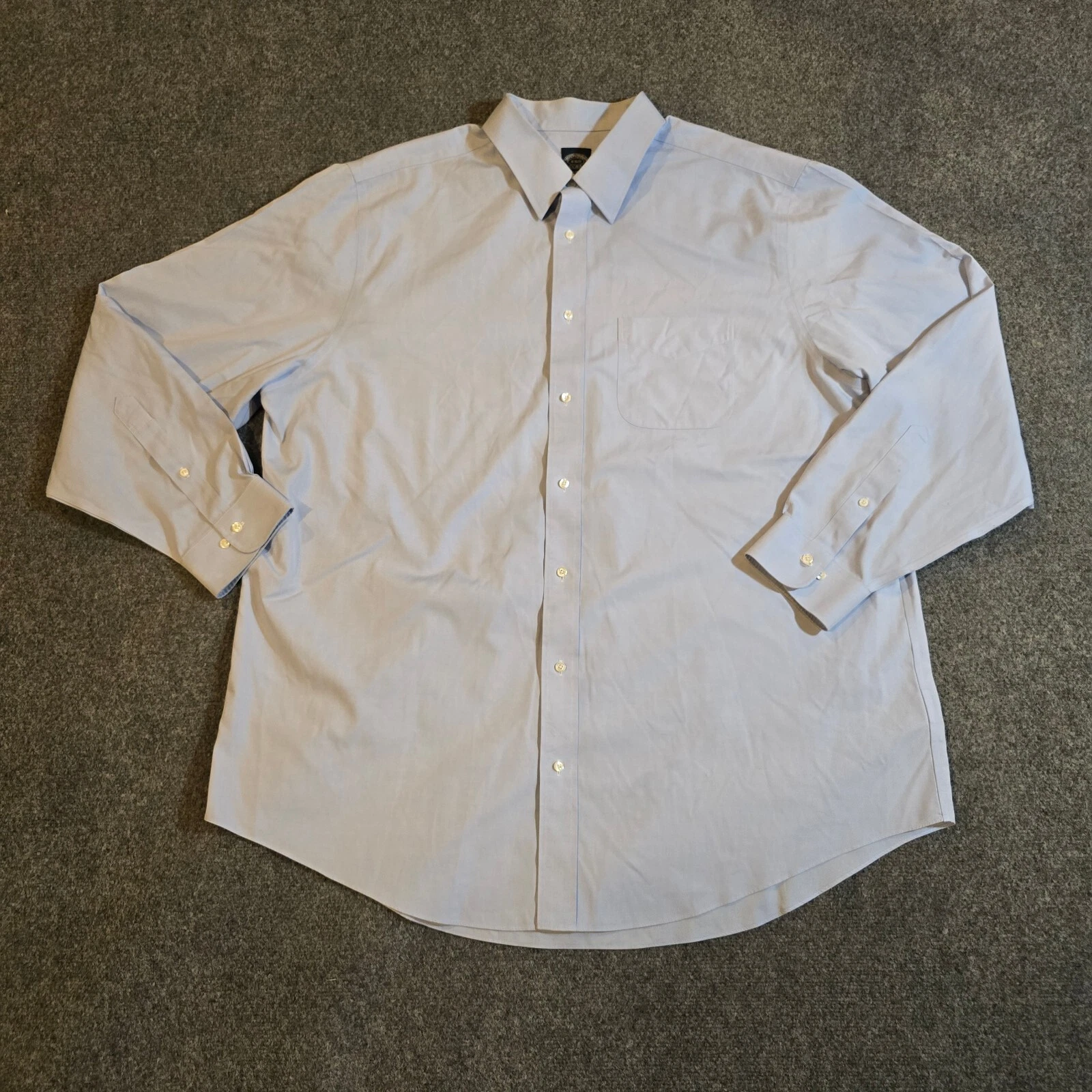 Brooks Brothers Shirt Mens 18 Blue Supima Cotton Button Long Sleeve Career Basic