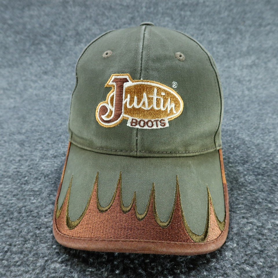 Justin Boots Hat Cap Mens One Size Green Embroidered Western Outdoor