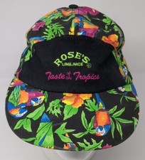 Vintage Rose's Lime Juice Parrots Tropical Snapback Hat 90s 1990s Colorful Beer
