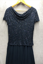 Unbranded Dress Sequin Sheer Blue Flowy Slouch Neckline Party Wedding