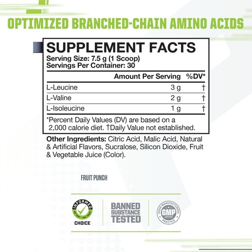MusclePharm BCAA Powder Blue Raspberry 30 Servings Pre Post Workout Recovery - Picture 2 of 9